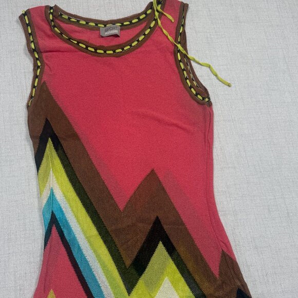 Sport Missoni Sleeveless Chevron Knit Dress Pink Multicolor Midi Size XS - Picture 3 of 16